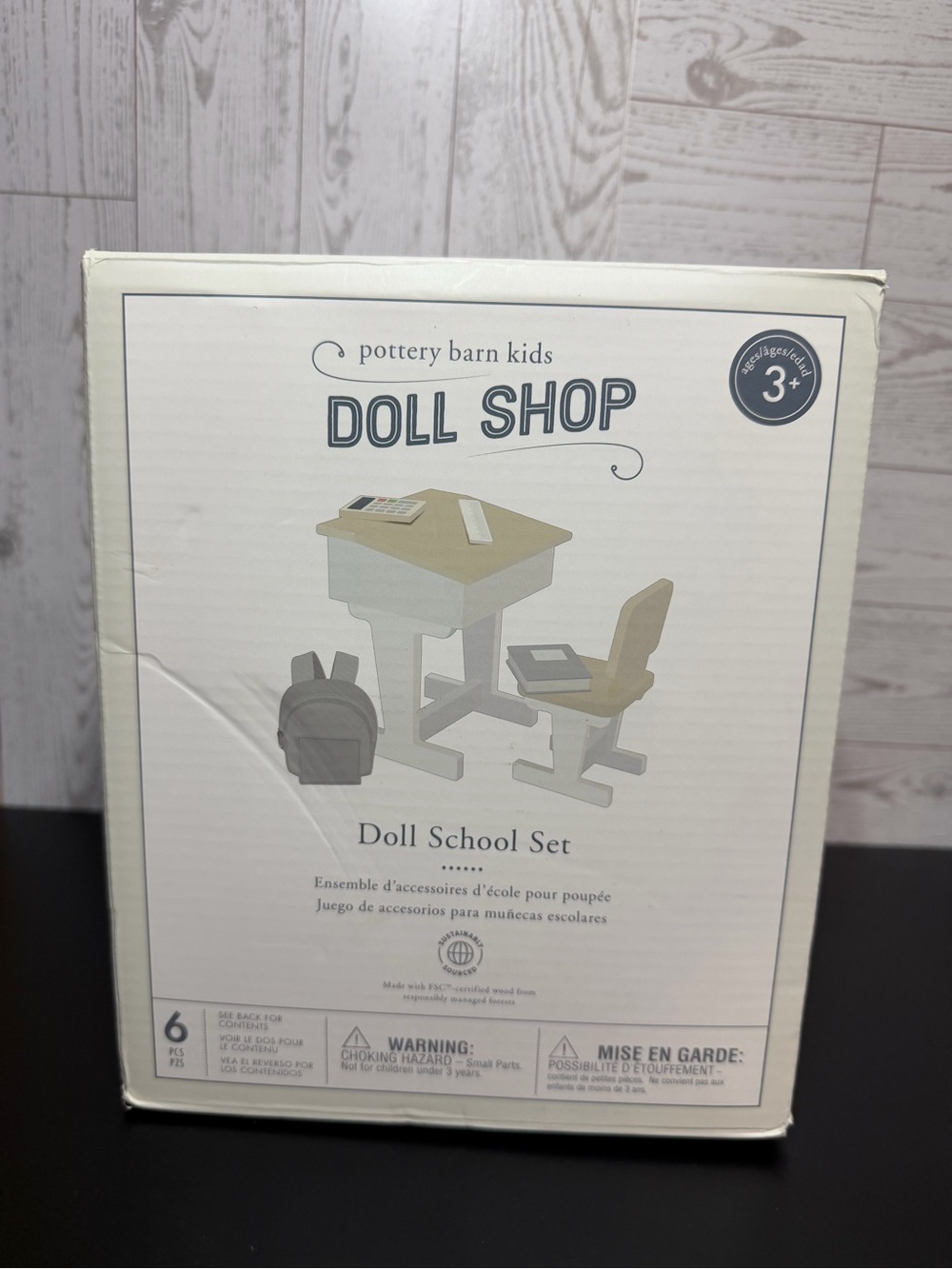 Pottery Barn Kids Doll Shop School Set - Open Box New - Accessories Wood 6pc